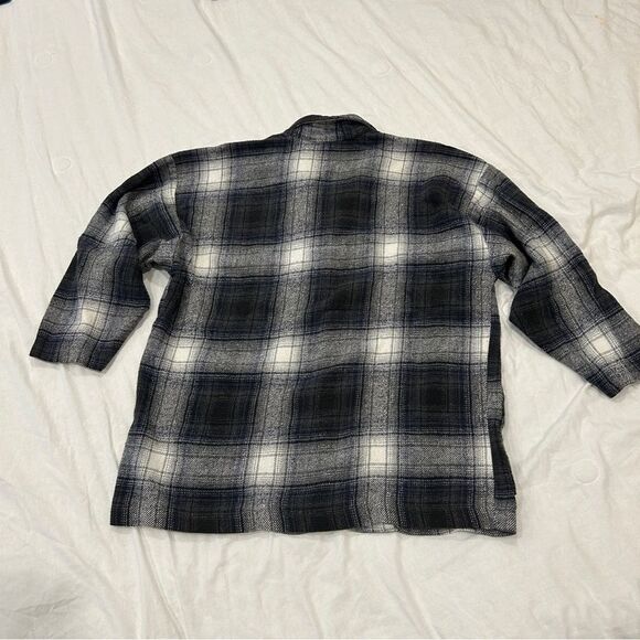 Allison Tracy Women's Loose Black Plaid Button-Down Long Sleeves Tops Medium - Picture 10 of 13